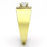 TK728 - IP Gold(Ion Plating) Stainless Steel Ring with AAA Grade CZ  in Clear - Alamode