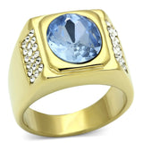TK730 - IP Gold(Ion Plating) Stainless Steel Ring with Synthetic Synthetic Glass in Light Sapphire - Alamode