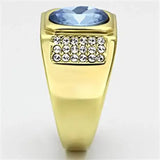 TK730 - IP Gold(Ion Plating) Stainless Steel Ring with Synthetic Synthetic Glass in Light Sapphire - Alamode - Flyclothing LLC