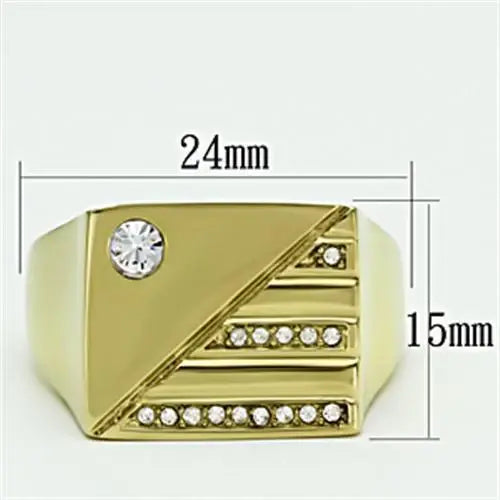 TK731 - IP Gold(Ion Plating) Stainless Steel Ring with Top Grade Crystal in Clear - Alamode - Flyclothing LLC