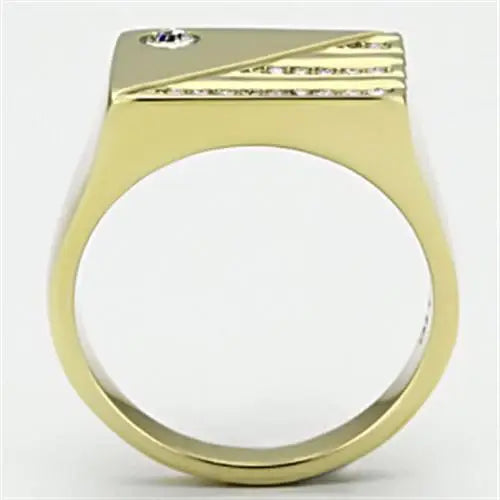 TK731 - IP Gold(Ion Plating) Stainless Steel Ring with Top Grade Crystal in Clear - Alamode - Flyclothing LLC