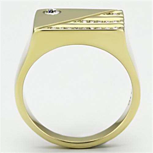 TK731 - IP Gold(Ion Plating) Stainless Steel Ring with Top Grade Crystal in Clear - Alamode - Flyclothing LLC