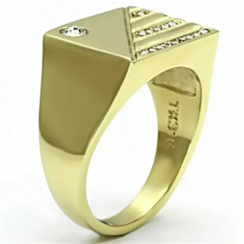 TK731 - IP Gold(Ion Plating) Stainless Steel Ring with Top Grade Crystal in Clear - Alamode - Flyclothing LLC