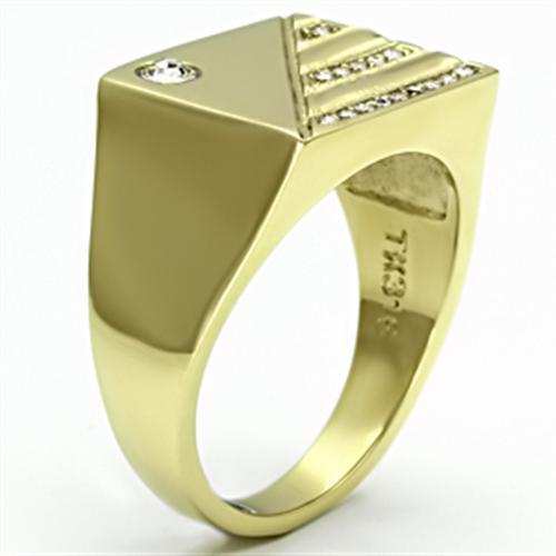 TK731 - IP Gold(Ion Plating) Stainless Steel Ring with Top Grade Crystal in Clear - Alamode - Flyclothing LLC