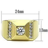 TK732 - IP Gold(Ion Plating) Stainless Steel Ring with AAA Grade CZ  in Clear - Alamode