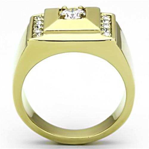 TK732 - IP Gold(Ion Plating) Stainless Steel Ring with AAA Grade CZ in Clear - Alamode - Flyclothing LLC