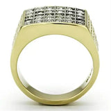 TK734 - Two-Tone IP Gold (Ion Plating) Stainless Steel Ring with Top Grade Crystal in Clear - Alamode - Flyclothing LLC