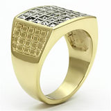 TK734 - Two-Tone IP Gold (Ion Plating) Stainless Steel Ring with Top Grade Crystal  in Clear - Alamode
