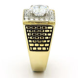 TK735 - Two-Tone IP Gold (Ion Plating) Stainless Steel Ring with AAA Grade CZ  in Clear - Alamode