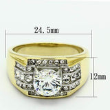 TK736 - Two-Tone IP Gold (Ion Plating) Stainless Steel Ring with AAA Grade CZ in Clear - Alamode - Flyclothing LLC