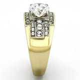 TK736 - Two-Tone IP Gold (Ion Plating) Stainless Steel Ring with AAA Grade CZ  in Clear - Alamode