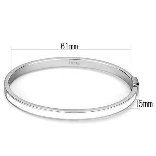 TK740 - High polished (no plating) Stainless Steel Bangle with Epoxy in White - Alamode - Flyclothing LLC