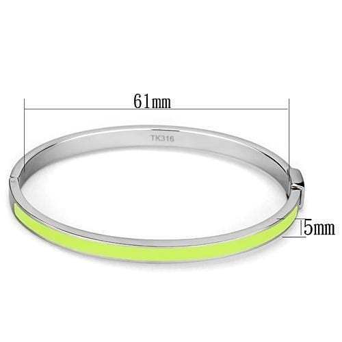 TK746 - High polished (no plating) Stainless Steel Bangle with Epoxy in Apple Green color - Alamode - Flyclothing LLC