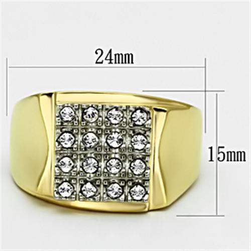 TK751 - Two-Tone IP Gold (Ion Plating) Stainless Steel Ring with Top Grade Crystal in Clear - Alamode - Flyclothing LLC