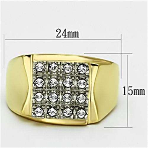 TK751 - Two-Tone IP Gold (Ion Plating) Stainless Steel Ring with Top Grade Crystal in Clear - Alamode - Flyclothing LLC