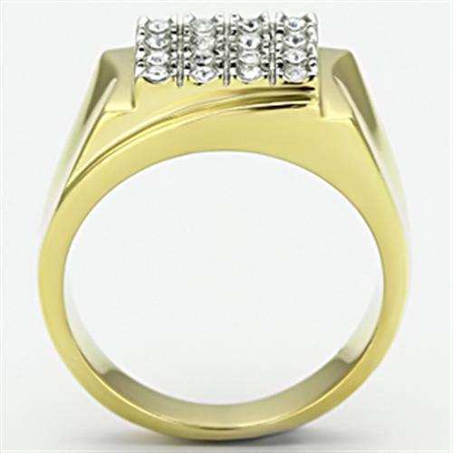 TK751 - Two-Tone IP Gold (Ion Plating) Stainless Steel Ring with Top Grade Crystal in Clear - Alamode - Flyclothing LLC