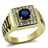 TK754 - Two-Tone IP Gold (Ion Plating) Stainless Steel Ring with Synthetic Synthetic Glass in Montana - Alamode - Flyclothing LLC