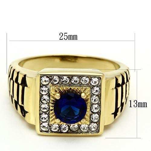 TK754 - Two-Tone IP Gold (Ion Plating) Stainless Steel Ring with Synthetic Synthetic Glass in Montana - Alamode - Flyclothing LLC