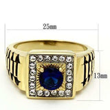 TK754 - Two-Tone IP Gold (Ion Plating) Stainless Steel Ring with Synthetic Synthetic Glass in Montana - Alamode - Flyclothing LLC