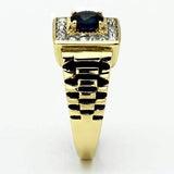 TK754 - Two-Tone IP Gold (Ion Plating) Stainless Steel Ring with Synthetic Synthetic Glass in Montana - Alamode - Flyclothing LLC