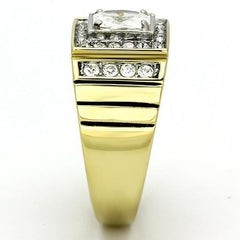 TK755 - Two-Tone IP Gold (Ion Plating) Stainless Steel Ring with AAA Grade CZ  in Clear