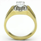 TK758 - Two-Tone IP Gold (Ion Plating) Stainless Steel Ring with AAA Grade CZ in Clear - Alamode - Flyclothing LLC