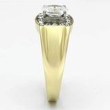 TK758 - Two-Tone IP Gold (Ion Plating) Stainless Steel Ring with AAA Grade CZ in Clear - Alamode - Flyclothing LLC