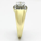 TK758 - Two-Tone IP Gold (Ion Plating) Stainless Steel Ring with AAA Grade CZ  in Clear - Alamode