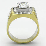 TK760 - Two-Tone IP Gold (Ion Plating) Stainless Steel Ring with AAA Grade CZ in Clear - Alamode - Flyclothing LLC