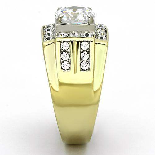 TK760 - Two-Tone IP Gold (Ion Plating) Stainless Steel Ring with AAA Grade CZ in Clear - Alamode - Flyclothing LLC