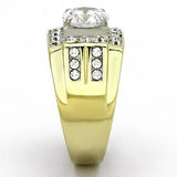 TK760 - Two-Tone IP Gold (Ion Plating) Stainless Steel Ring with AAA Grade CZ in Clear - Alamode - Flyclothing LLC