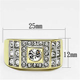 TK762 - Two-Tone IP Gold (Ion Plating) Stainless Steel Ring with Top Grade Crystal in Clear - Alamode - Flyclothing LLC