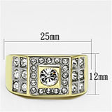 TK762 - Two-Tone IP Gold (Ion Plating) Stainless Steel Ring with Top Grade Crystal  in Clear - Alamode