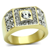 TK762 - Two-Tone IP Gold (Ion Plating) Stainless Steel Ring with Top Grade Crystal  in Clear - Alamode