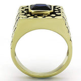 TK763 - IP Gold(Ion Plating) Stainless Steel Ring with Synthetic Synthetic Glass in Montana - Alamode - Flyclothing LLC