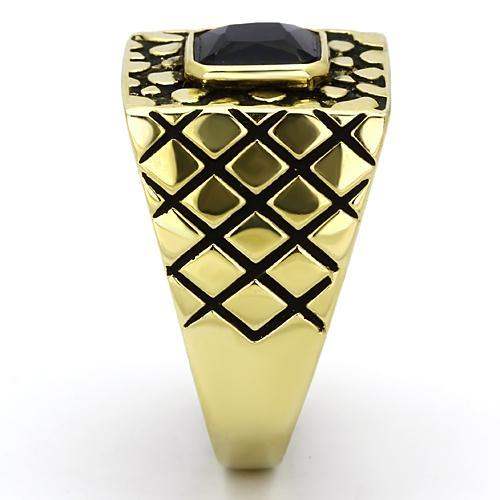 TK763 - IP Gold(Ion Plating) Stainless Steel Ring with Synthetic Synthetic Glass in Montana - Alamode - Flyclothing LLC