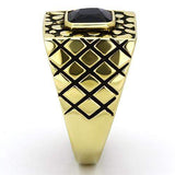 TK763 - IP Gold(Ion Plating) Stainless Steel Ring with Synthetic Synthetic Glass in Montana - Alamode - Flyclothing LLC