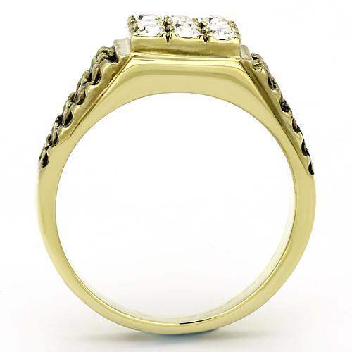TK765 - IP Gold(Ion Plating) Stainless Steel Ring with Top Grade Crystal in Clear - Alamode - Flyclothing LLC
