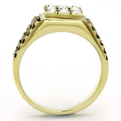 TK765 - IP Gold(Ion Plating) Stainless Steel Ring with Top Grade Crystal in Clear - Alamode - Flyclothing LLC