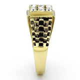 TK765 - IP Gold(Ion Plating) Stainless Steel Ring with Top Grade Crystal  in Clear - Alamode
