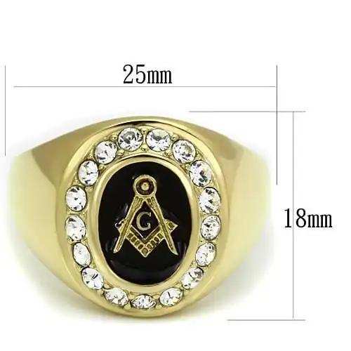 TK766 - IP Gold(Ion Plating) Stainless Steel Ring with Top Grade Crystal in Clear - Alamode - Flyclothing LLC