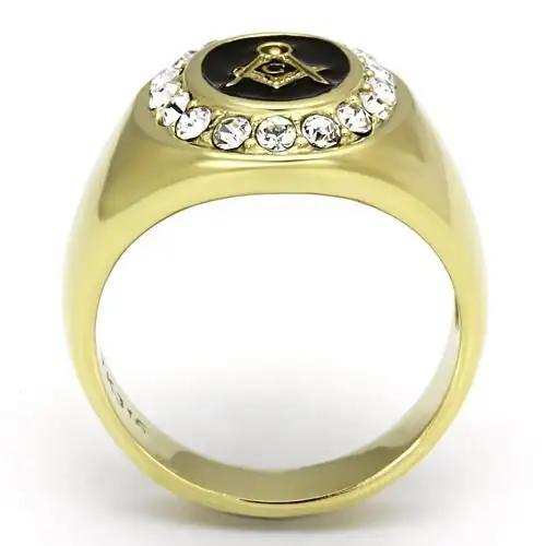 TK766 - IP Gold(Ion Plating) Stainless Steel Ring with Top Grade Crystal in Clear - Alamode - Flyclothing LLC