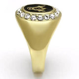 TK766 - IP Gold(Ion Plating) Stainless Steel Ring with Top Grade Crystal  in Clear - Alamode