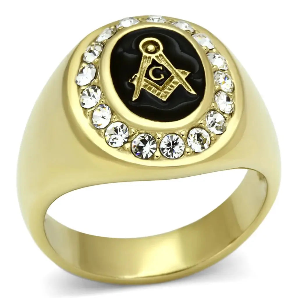 TK766 - IP Gold(Ion Plating) Stainless Steel Ring with Top Grade Crystal in Clear - Alamode - Flyclothing LLC