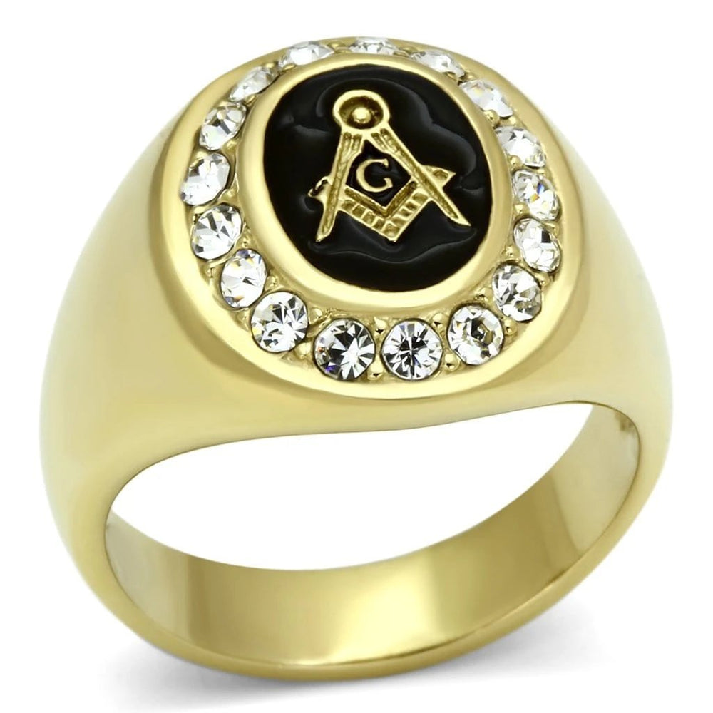 TK766 - IP Gold(Ion Plating) Stainless Steel Ring with Top Grade Crystal  in Clear - Alamode