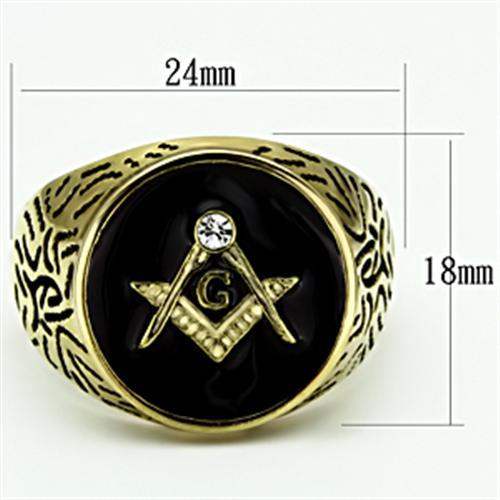 TK768 - IP Gold(Ion Plating) Stainless Steel Ring with Top Grade Crystal in Clear - Alamode - Flyclothing LLC
