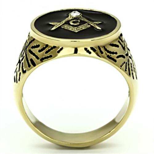 TK768 - IP Gold(Ion Plating) Stainless Steel Ring with Top Grade Crystal in Clear - Alamode - Flyclothing LLC