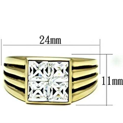 TK769 - IP Gold(Ion Plating) Stainless Steel Ring with Top Grade Crystal in Clear - Alamode - Flyclothing LLC
