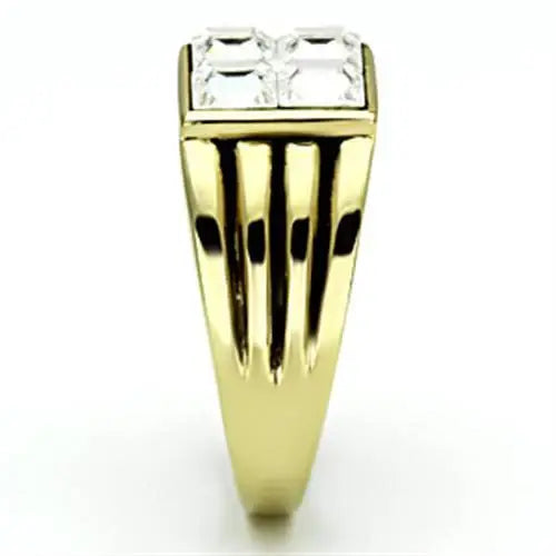 TK769 - IP Gold(Ion Plating) Stainless Steel Ring with Top Grade Crystal in Clear - Alamode - Flyclothing LLC