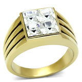 TK769 - IP Gold(Ion Plating) Stainless Steel Ring with Top Grade Crystal  in Clear - Alamode